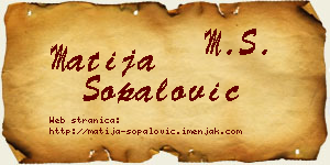 Matija Šopalović vizit kartica